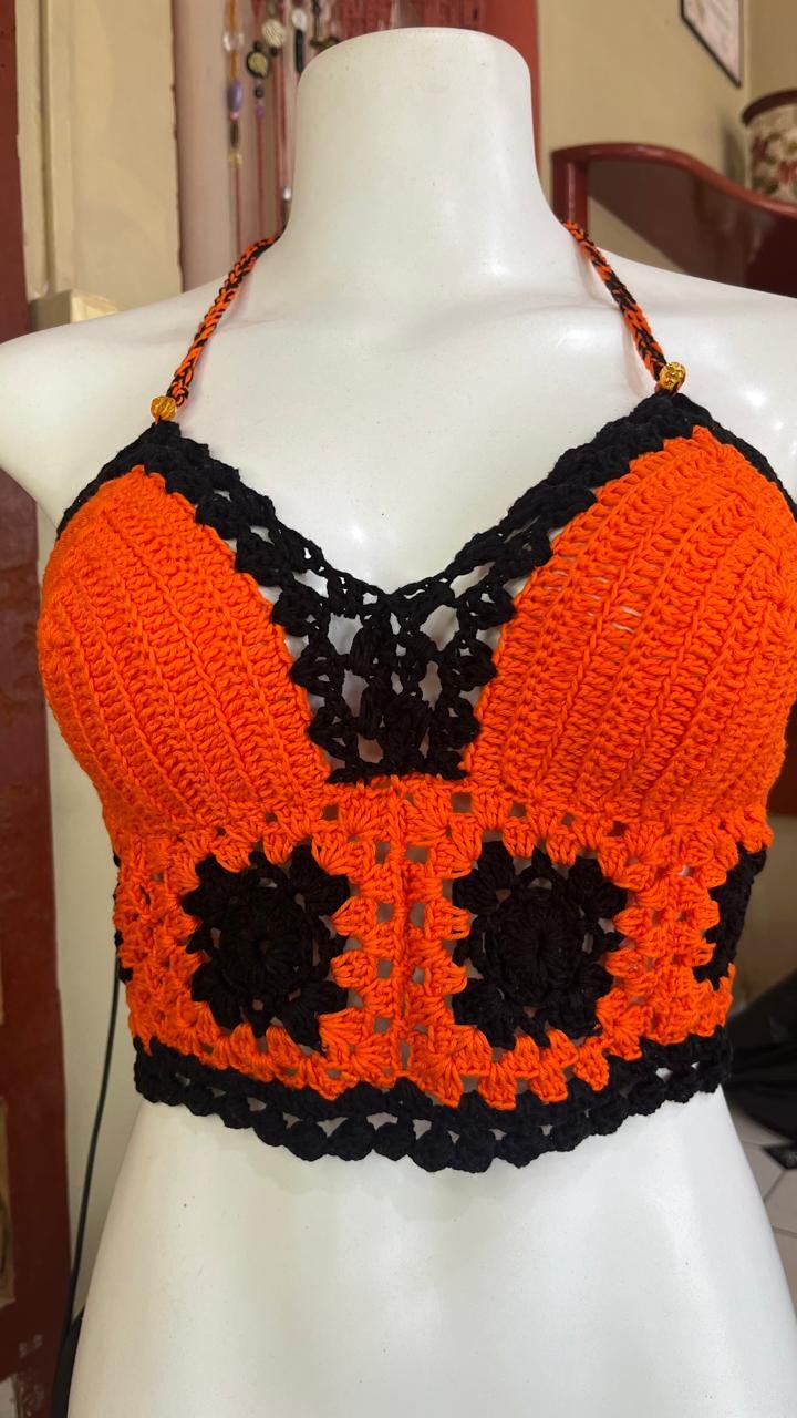 cropped de crochê